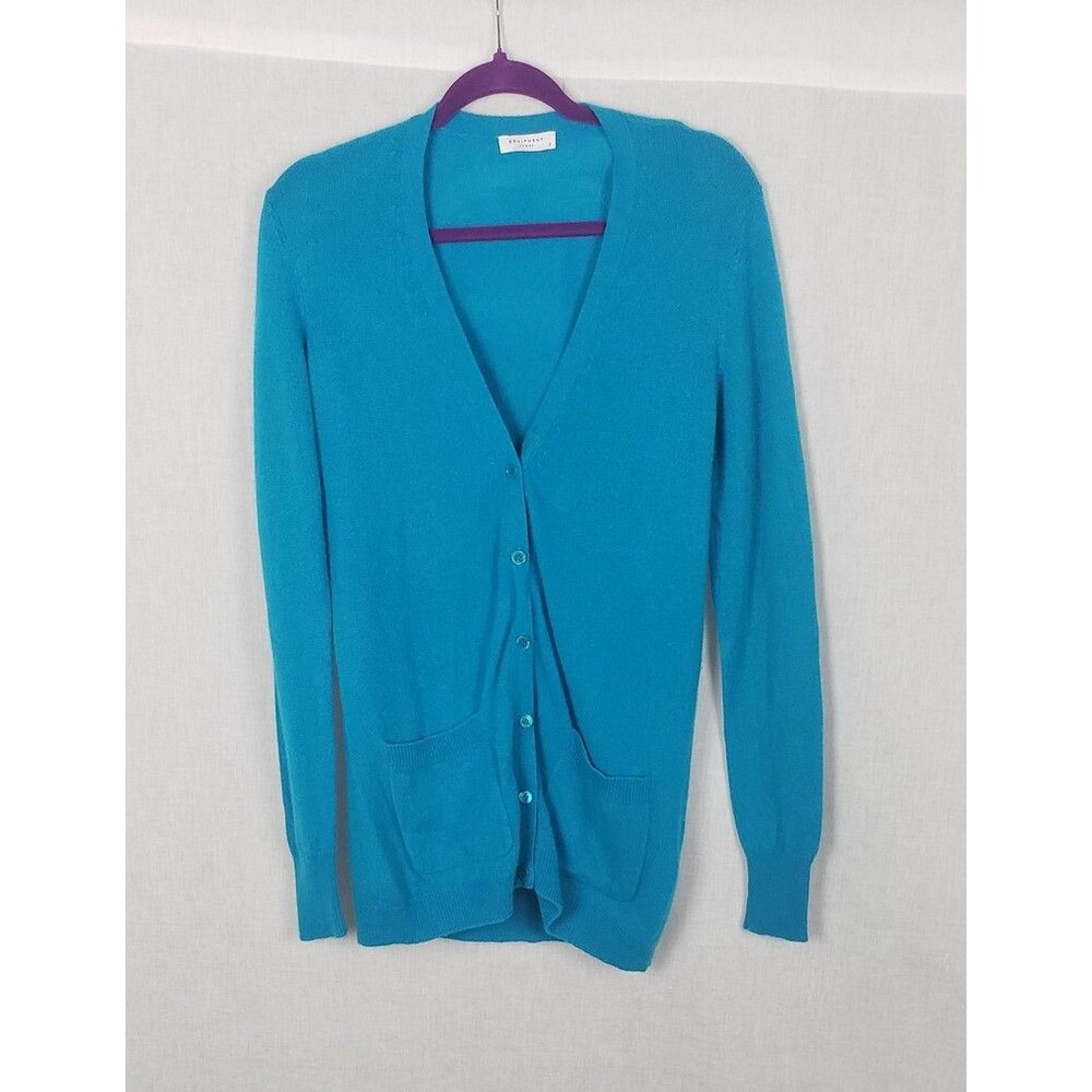 Equipment Femme Sweater‎ S Blue Teal Cashmere Cardigan V-Neck Button Pockets
